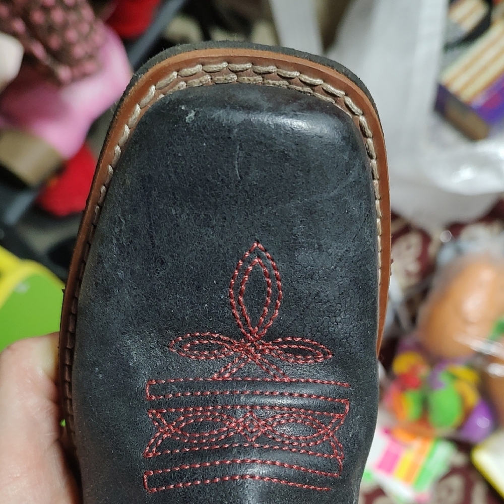 Dan Post Kids Western Boots - Black and Red with Yellow Accents - Picture 12 of 16